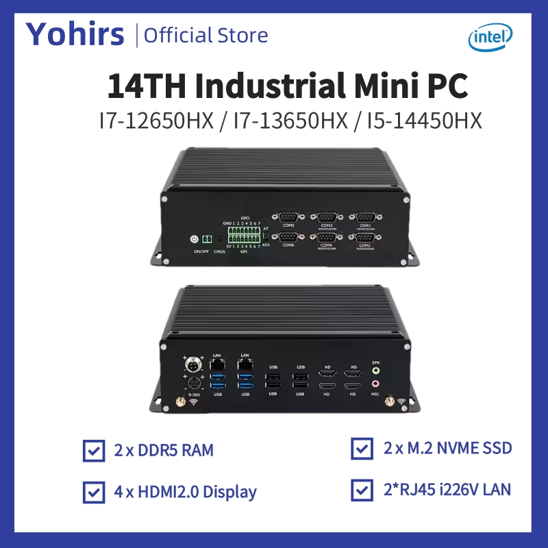 Fanless Industrial Pc Rs485 Core I7 - 14e industriële mini-pc i5-14450HX i7-13650HX 12650HX