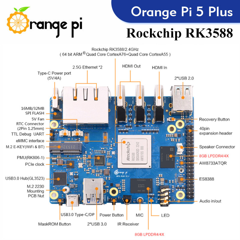 Orange Pi 5 Plus Single Board  - Orange Pi 5 Plus 16Gb recensie en prijs