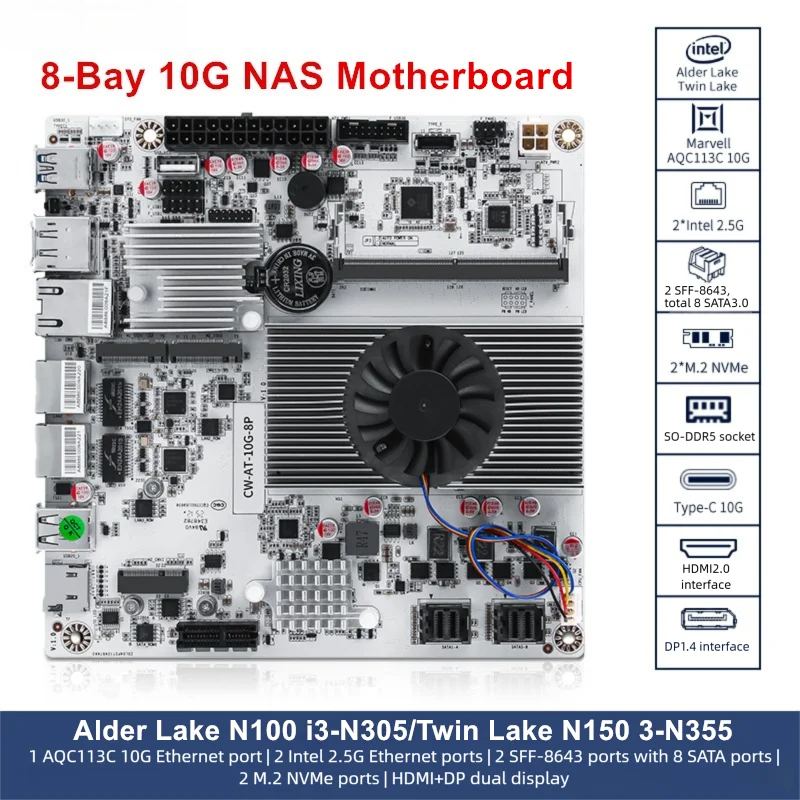 8-bay 10G NAS moederbord Intel - Nas Motherboard 8 Sata Mini Itx recensie en prijs